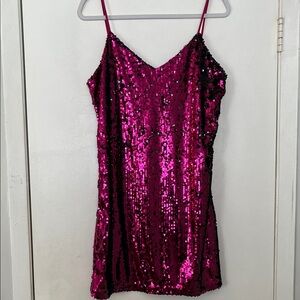 DKNY Bright Fuchsia Pink Sequin-Trim Top